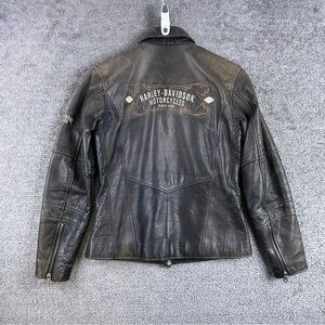 Harley Davidson Women’s Brown Leather Motorcycle Jacket Size S Moto Distressed